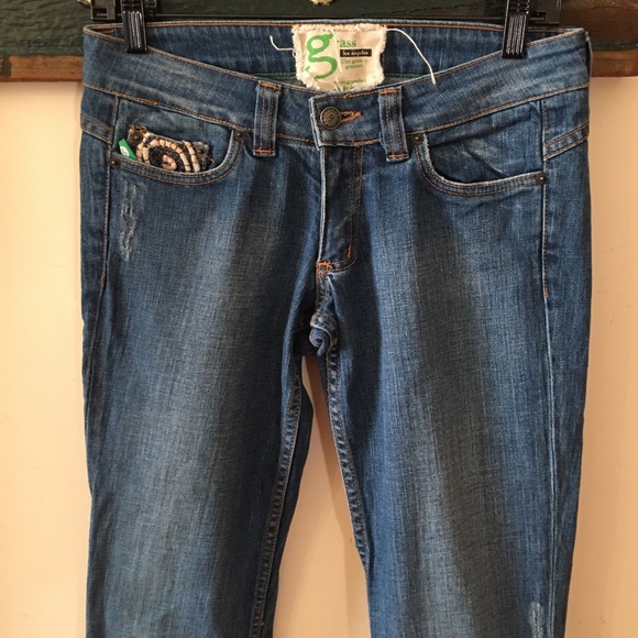 Grass Los Angeles Flare Jeans with Embroidered Pockets Size 26 - Picture 3 of 16